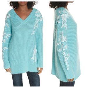 Lewit Lace Appliqué Tunic Sweater